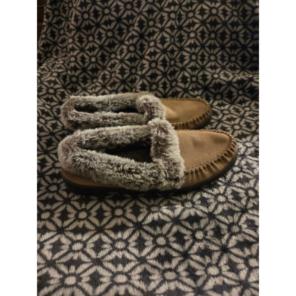 Women's Mona Thompson Brown Faux Fur‎ Moccasin Slippers